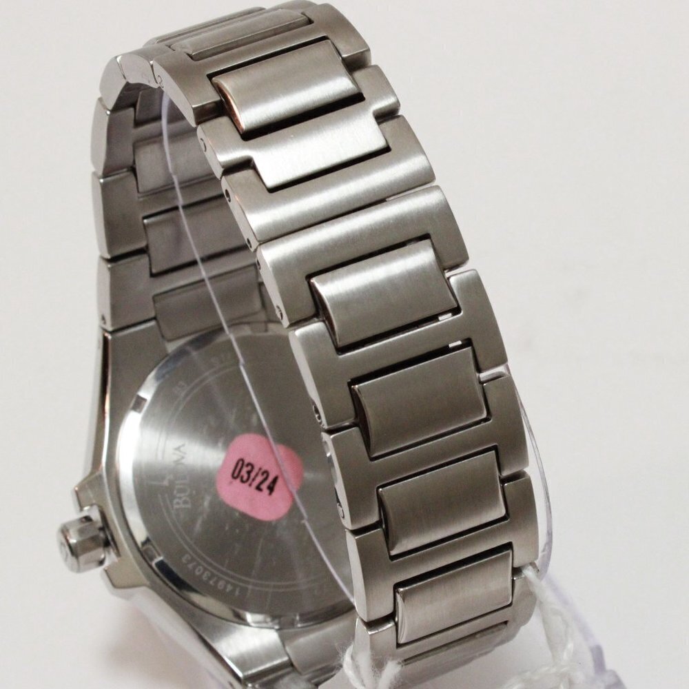 Bulova Men's Watch Diamond-Accent Bezel Integrated Bracelet Silver Textured Dial - Picture 14 of 15